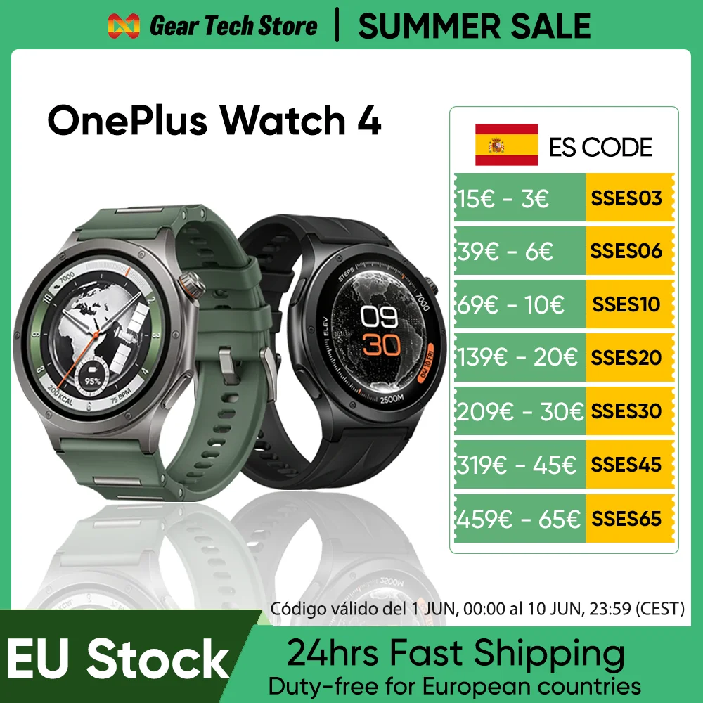Reloj inteligente OnePlus Watch 4 versión global, 1.5 pulgadas, Wear OS de Google, Snapdragon W5, hasta 16 días de batería, Google Wallet 3