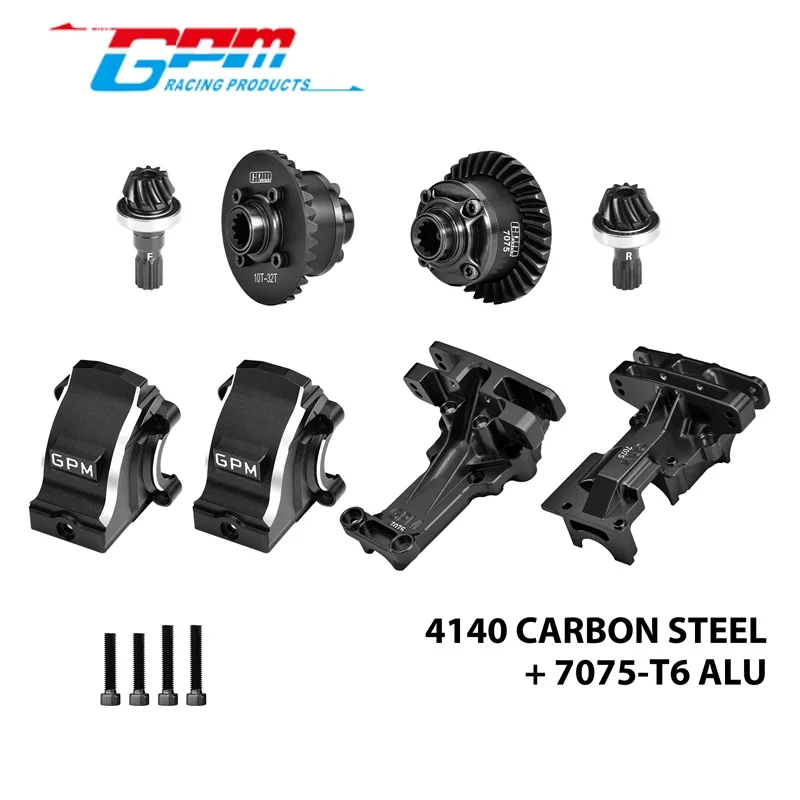 GPM XRT1213KIT 4140 Carbon Steel + 7075 Alloy Front & Rear Complete Diffs & Upper Bulkhead & Diffs Housing For TRAXXA RC Upgrade