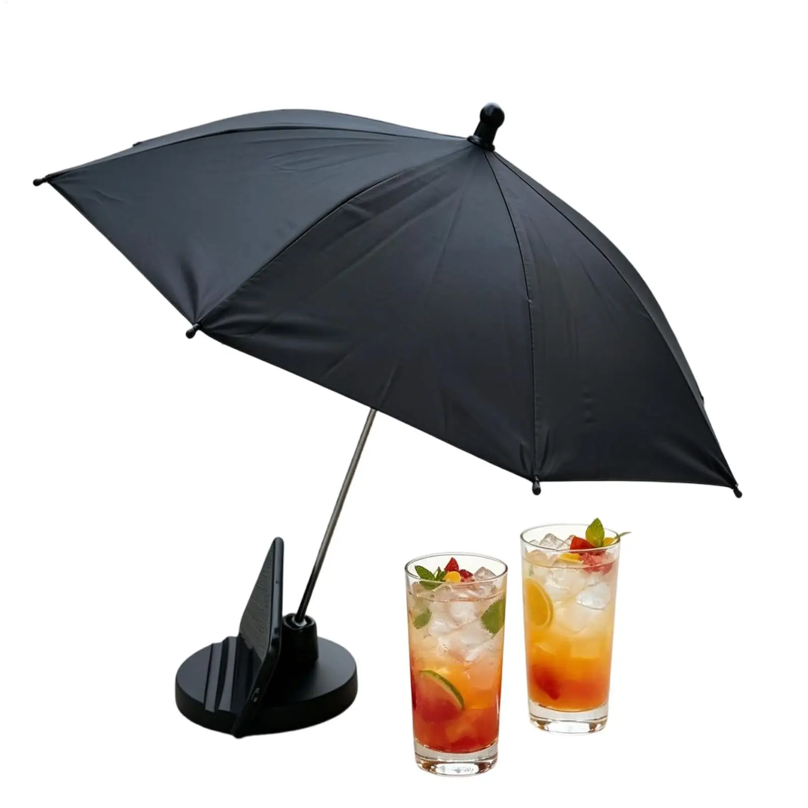 Drink Umbrellas Adjustable Height Small Phone Sunshade With Base Mini Phone Umbrella For Outdoor Patio Pool Camping Picnic Beach