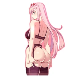 Calcomanía de dibujos animados Kawaii DARLING In The FRANXX Zero Two, pegatina de coche, calcomanía de Camper de Anime, accesorios divertidos para maletero de motocicleta