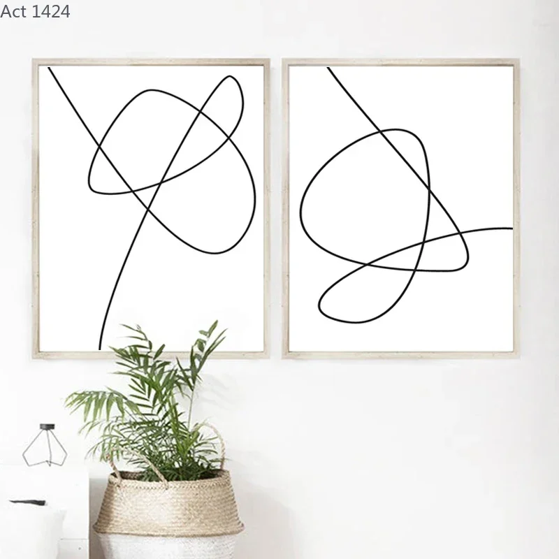 Modern Abstract Line Drawing Art Print Black White Pictures Minimalist Wall Art Canvas Painting Scandinavian Poster Home Deco
