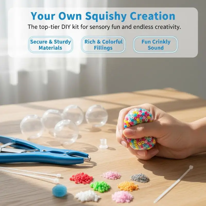 DIY Stress Ball Making Kit Fun Anxiety Relief Fidget Craft Set with Full Accessories for Children Holiday Gift