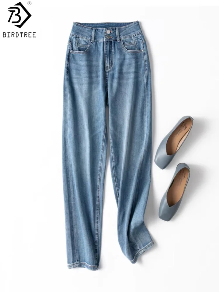 

Джинсы Birdtree из смесового шелка и хлопка, женские однотонные повседневные прямые брюки, брюки в деловом стиле, новинка весны 2026 P63233JF