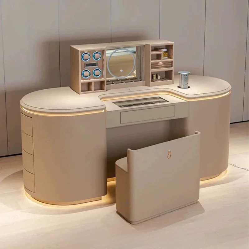 Beige Nordic Organizers Makeup Table Modern Sturdy Wooden Beauty Vanity Desk Hotel Bedroom Luxury Coiffeuse Chambre Furniture