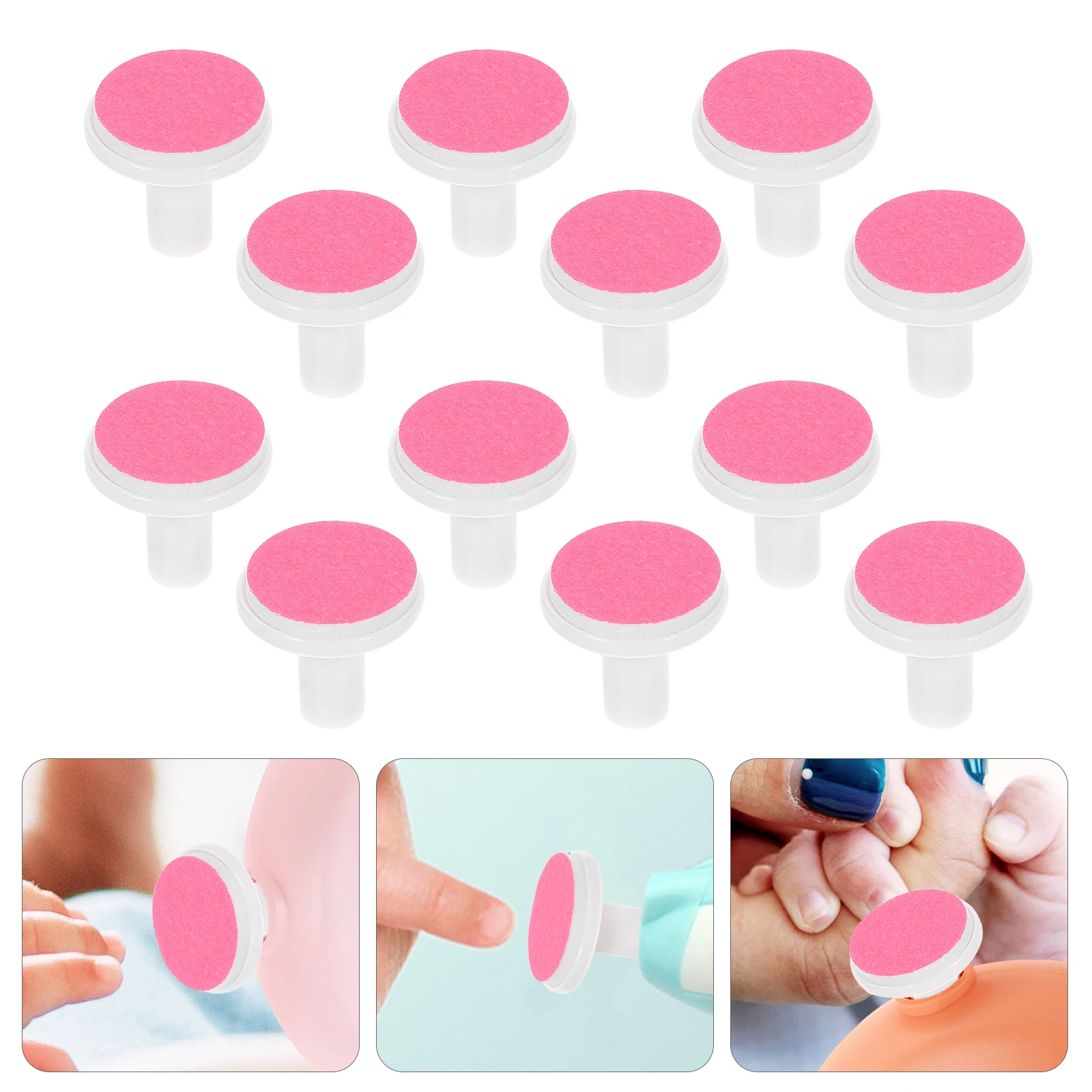 

12pcs Baby Grinder Replacement Heads Electric Nail File Pad for 1-6 Months Red Color Nail Trimming Tools Accessories Newborn