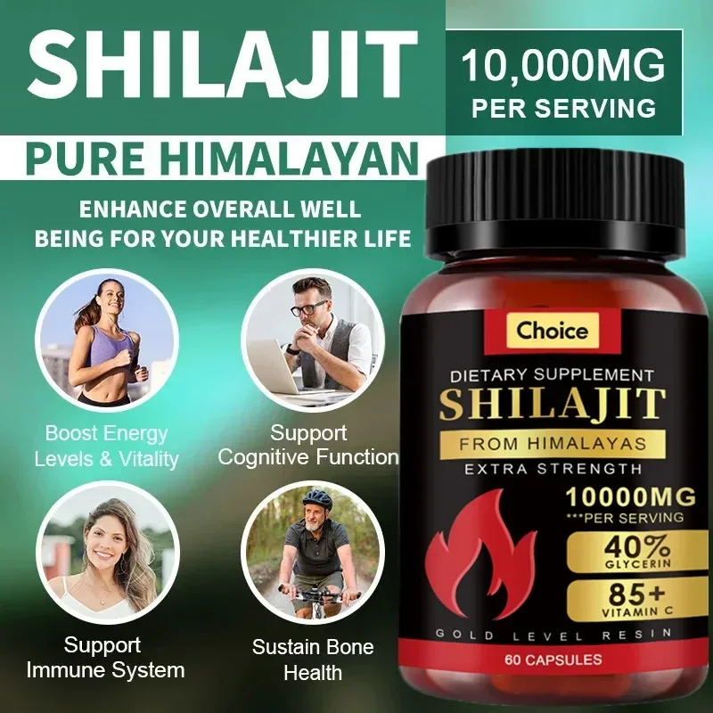 Original Shilajit Capsules 10000mg High Purity Mineral Supplement Pure Shilajit with 85+ Trace Minerals Enhance Men Performance