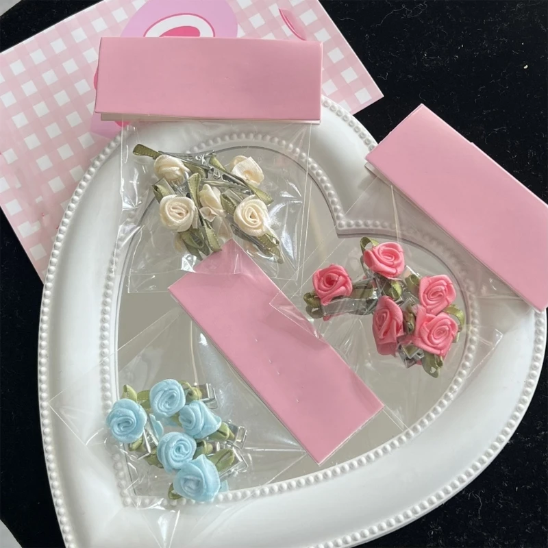 5pcs/pack Duckbill Camellia Flower Hairpin for Woman Cute Sweet Style Charm Hair Clip Aesthetics Hair Accessories