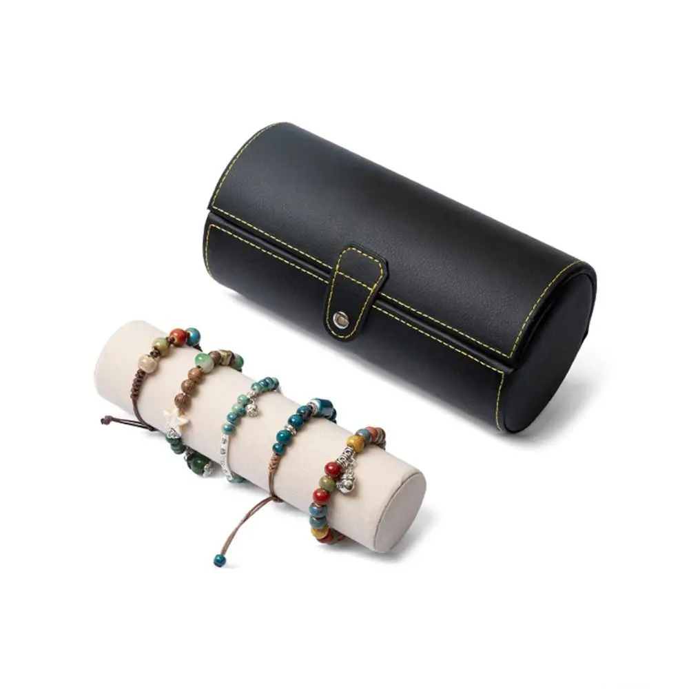Portable Watch Roll Travel Case Vintage Cylindrical Watch Display Box Compact Thickened Bracelet Storage Rack Antique Collection
