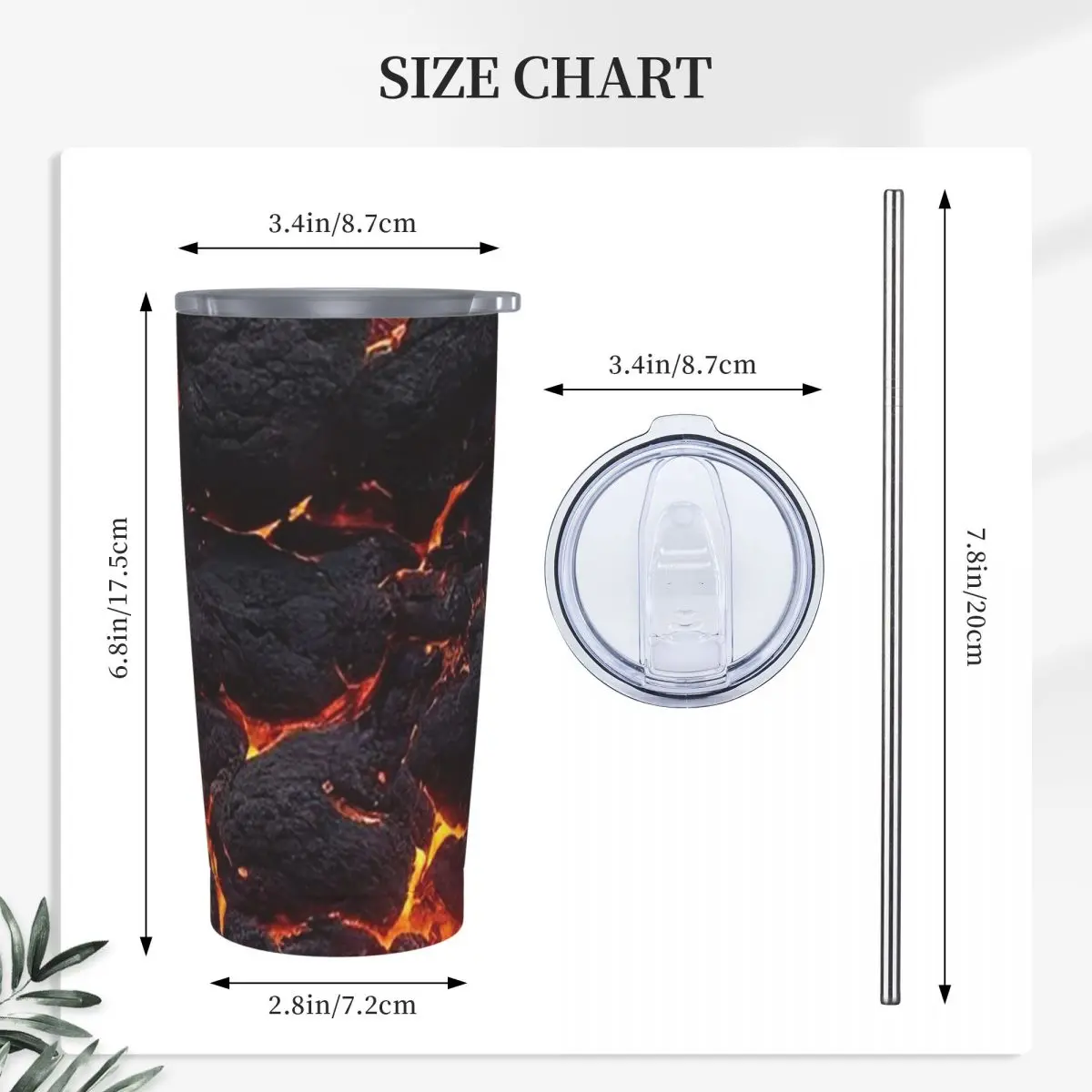 Magma Volcano Lava Fire Stainless Steel Tumbler Vacuum Insulated Mug Thermal Cold Cup Straws With Lid 20oz