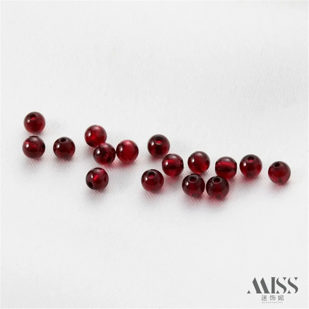 Natural Rough Stone Round Beads Unoptimized Garnet Burgundy 3mm/4mm Beads DIY Handmade Bracelet Necklace Beads