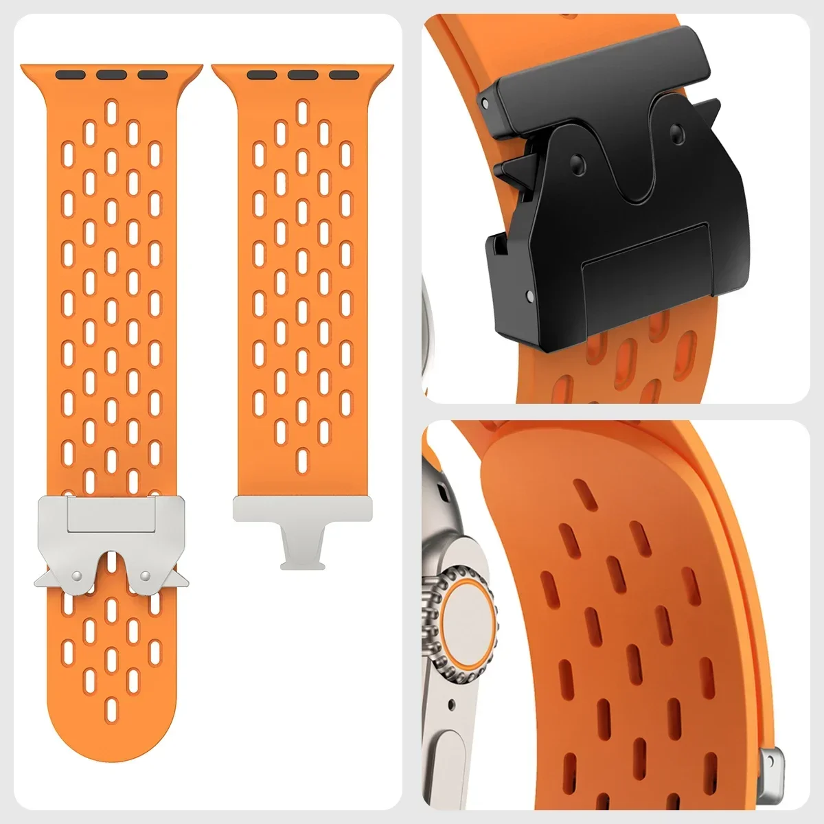 حزام سيليكون للتنفس لساعة أبل باند 10 46 ملم 44 45 42 ملم كوريا لسلسلة IWatch 10 9 8 7 6 5 4 SE Ultra 2 49 ملم سوار