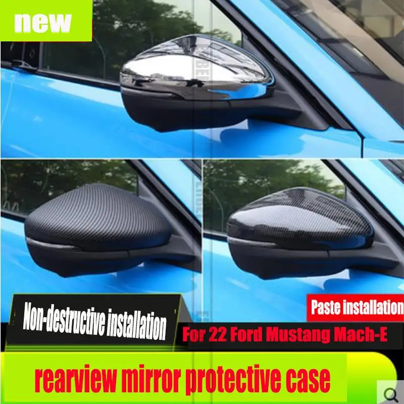 

For 22 Ford Mustang Mach-E modified 21-22 rearview mirror rain eyebrow carbon fiber pattern rearview mirror cover