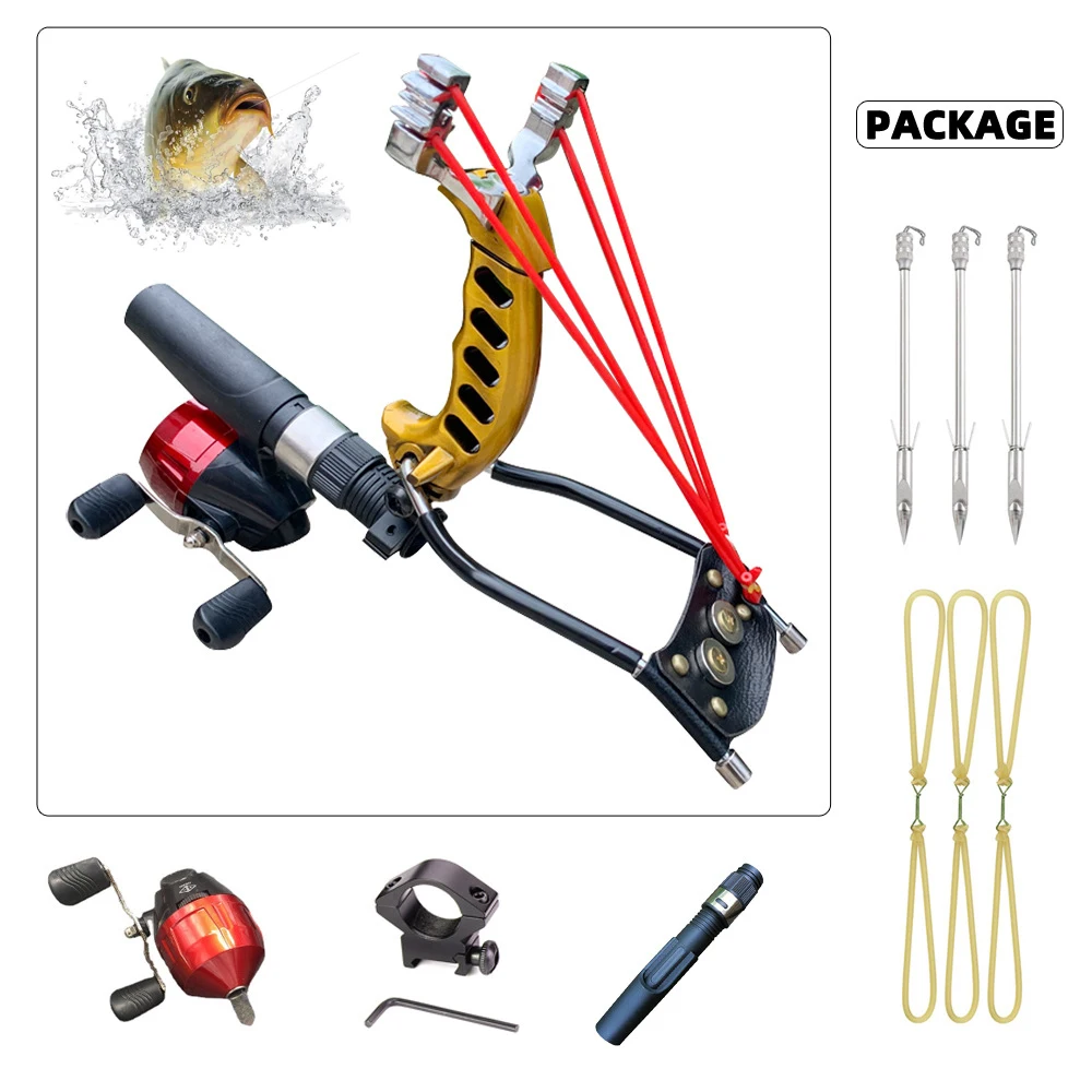 

Upgrade Assassin Slingshot with Wristrest Fishing Wheel Set Outdoor Metal Materials for Fish Shooting Slingshot Practice