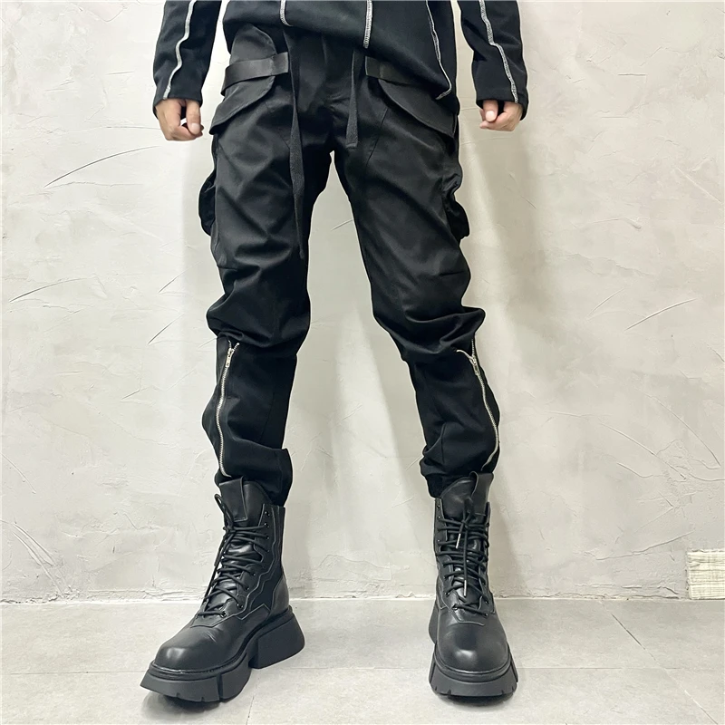 

Techwear Wear Pocket Stitching Personalized Overalls Ankle Banded Pants Fashion Casual Pants Men