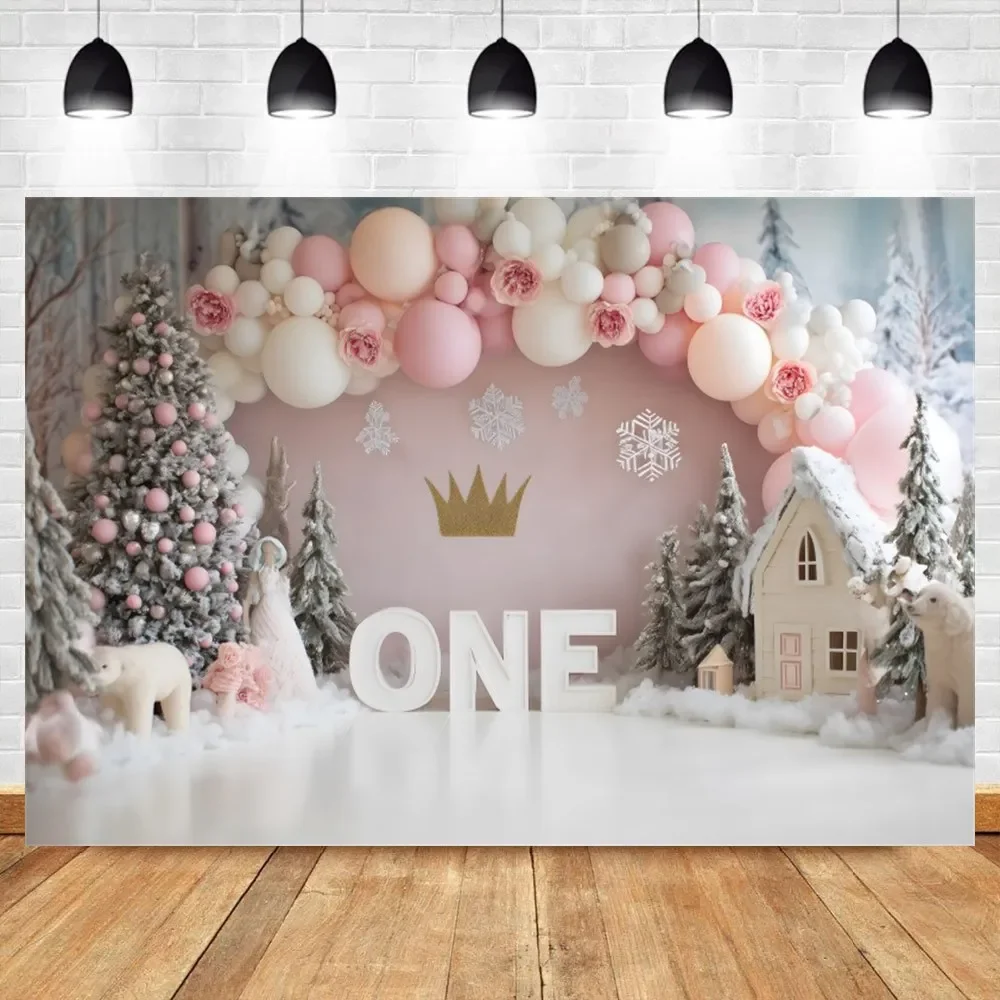 VIKAMA Pink and Gold Balloon Girl Birthday Party Background, Baby Bathing Photography Background, Party Supplies
