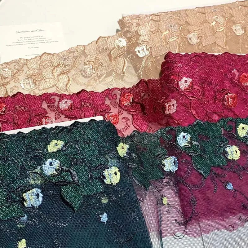 

15 ярдов кружевная отделка с цветочной вышивкой по подолу юбки для одежды, аксессуары, нижнее белье, платье, шитье, кружево