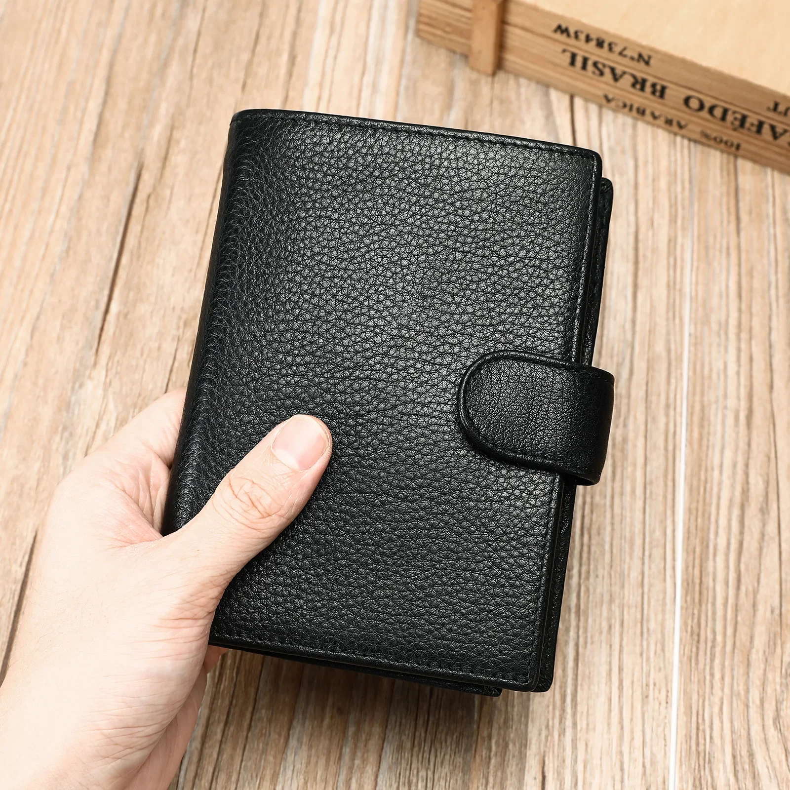 

Genuine Leather Men's Wallet with Multiple Card Slots and Passport Holder for Business Travel WT1186