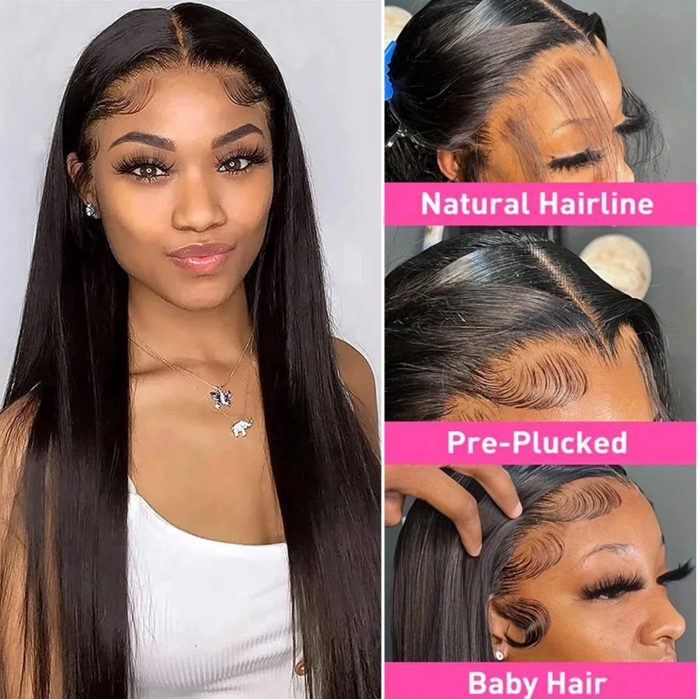 210% Straight Real Human Hair Wigs 13x6 Lace Front Wig Brazilian Pre Plucked 13x4 Lace Frontal Human Hair Wigs for Black Women