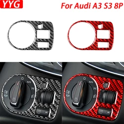 For Audi A3 S3 8P 2006 2007 Carbon Fiber Headlight Switch Control Panel Cover Trim Interior Decoration Car Accessories Sticker