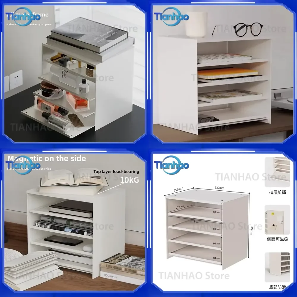 Multi-Functional Desktop Storage Organizer with Compartments File Holder for A4 Paper Office Supplies Cosmetics Perfume