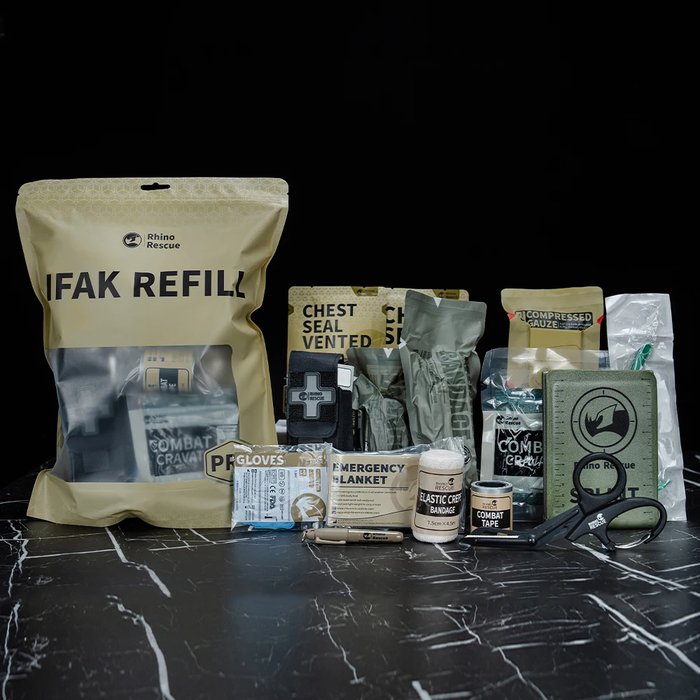 IFAK-Tactical Recarga Suprimentos, Rhino Rescue Trauma Kit, Combate Survival Gear, Kit Médico, Primeiros Socorros de Emergência