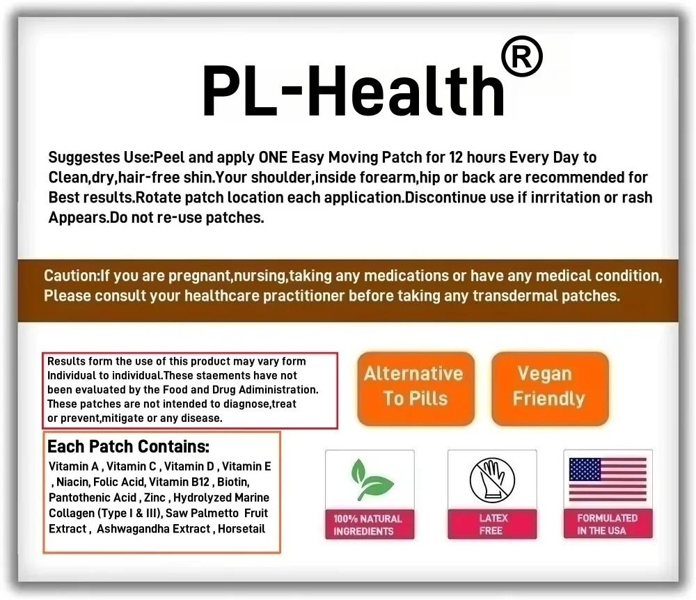 30 Plastry Transdermalne na Porost Włosów z Saw Palmetto i Biotyną Wspomagające Grubsze, Silniejsze i Pełniejsze Włosy