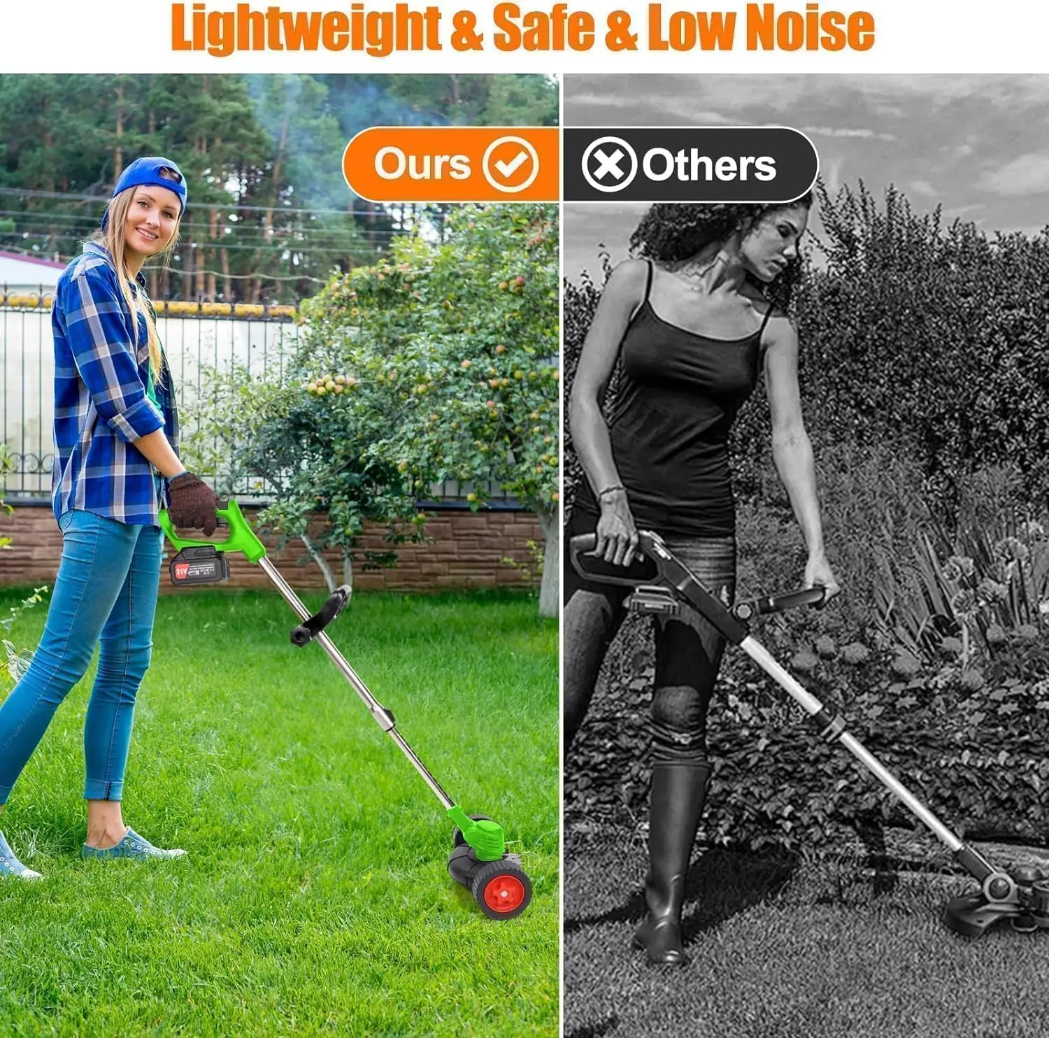 Tondeuse à gazon électrique sans fil 3 en 1, alimentée par batterie, 21V, 4,0 ah, coupe-herbe, sécateur de jardin, taille-bordures électrique