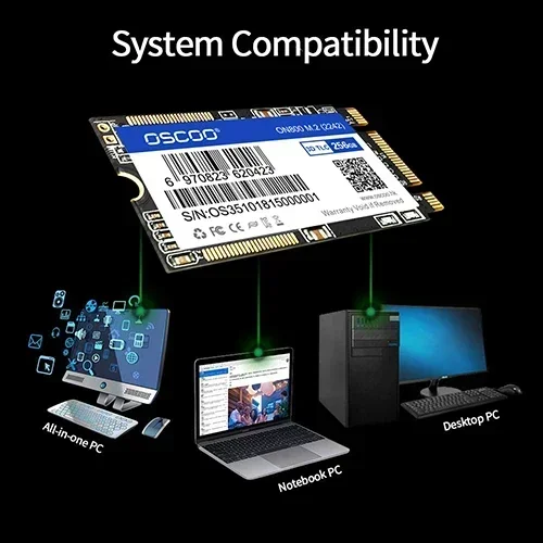 Oscoo M2 SSD ขนาด128GB 256GB 512GB โซลิดสเตทไดรฟ์ SATA3ของแท้3D TLC NAND 6กิกะไบต์/วินาที2242 SSD สำหรับแล็ปท็อปเดสก์ท็อป