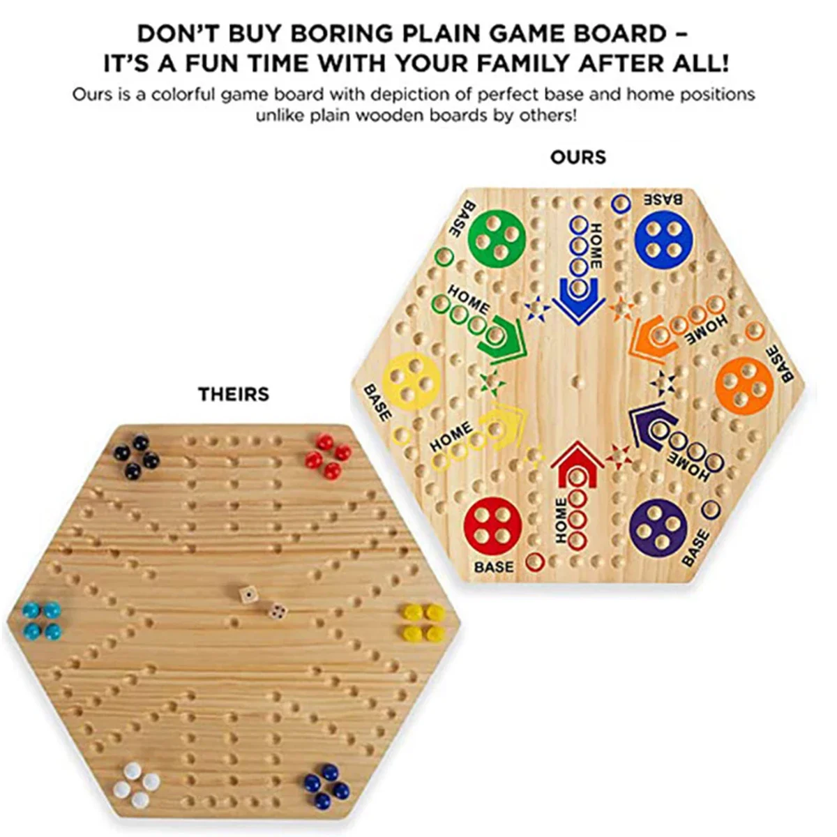 Double-Sided Fast Track Marble Board Game Wooden with 6 Dice and 30 Marble Balls Interactive Marbles Board Game Set