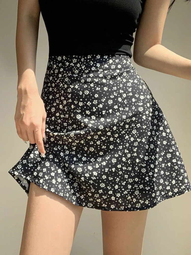 Damenrock, hohe Taille, florales Rot, Röcke für Damen, kurz, koreanischer Stil, 2025, Trend, Premium-Mode, Vintage, ästhetisch, günstig, V, Y2k