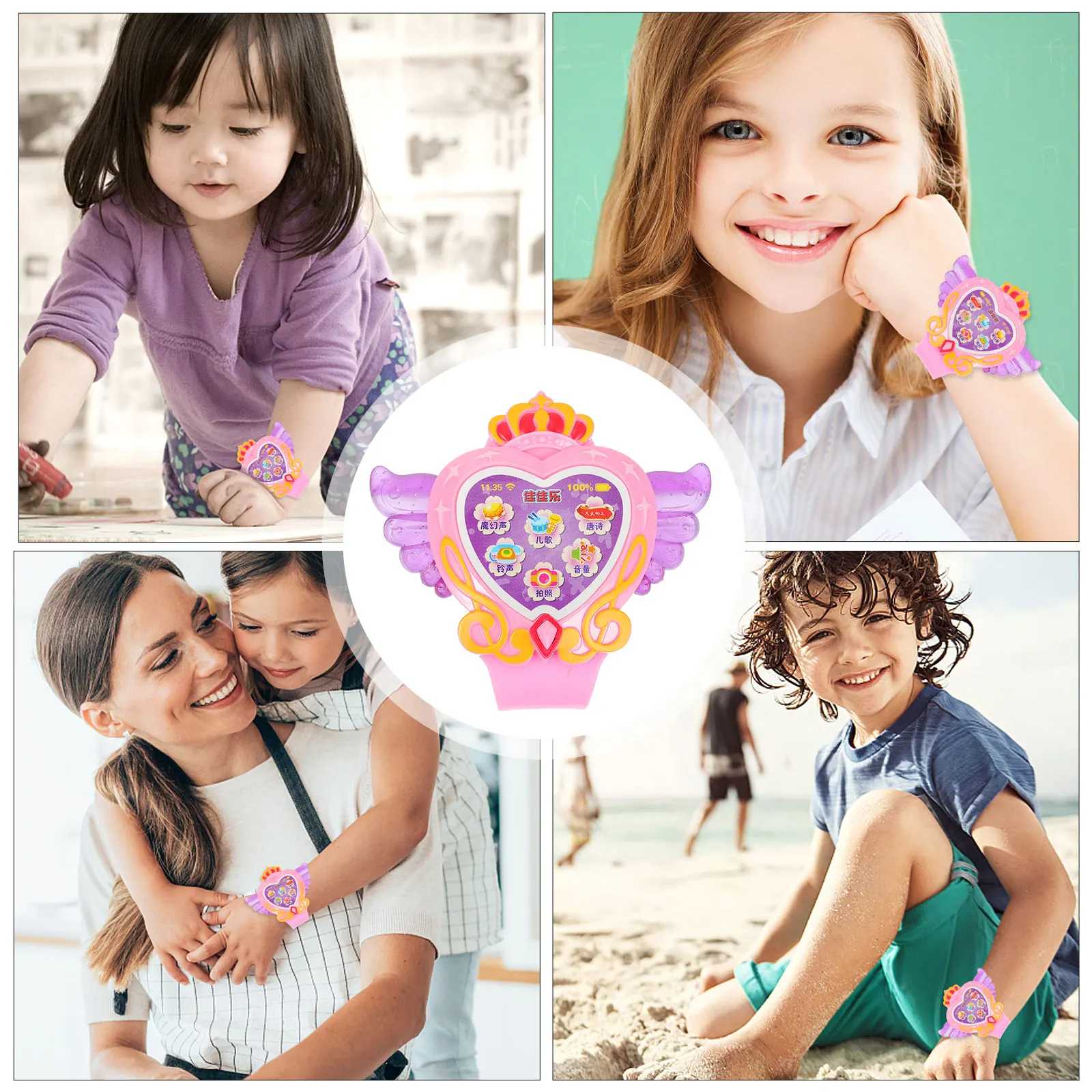 

2 Pcs Watch Smart Children's Kids Story Telling Childrens Music Toy Watches Pink Baby Girl