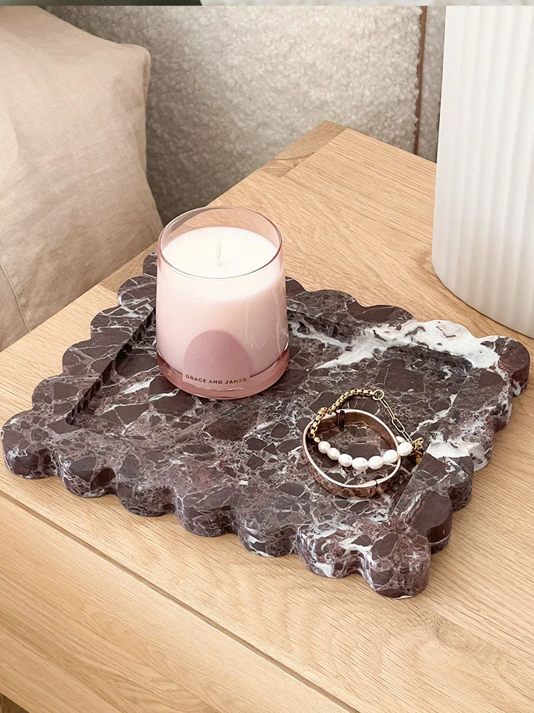 Nordic Light Luxury Style Decoration Jewelry Storage Tray Creative Arts Ornaments Living Room Fruit Plate Marble Material Tray