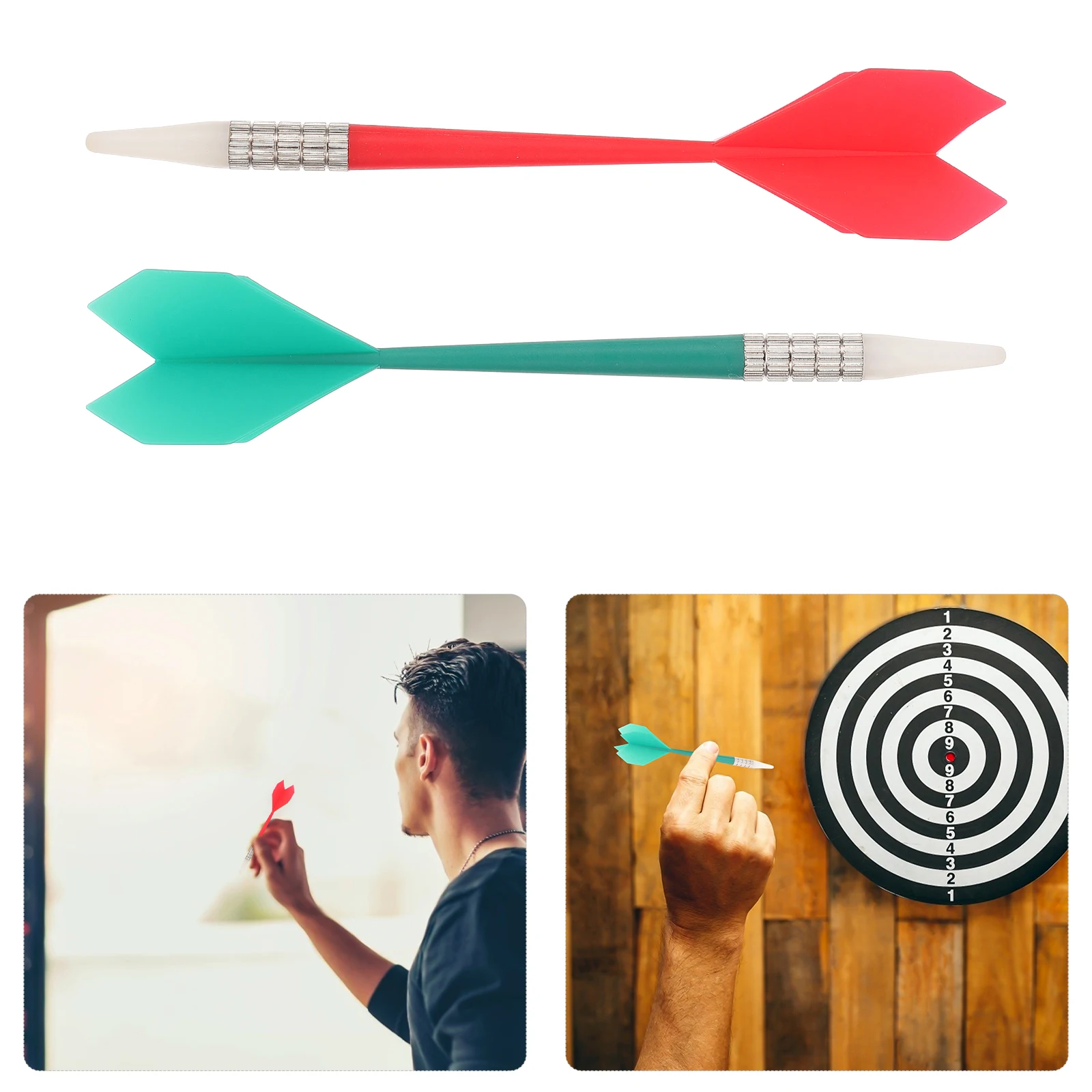 Set di freccette per freccette da esterno con punta in plastica da 6 pezzi, aste in rame per interni, gioco di lancio, stabilità, uso confortevole, professionale per principianti