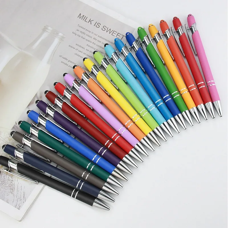 24/48pcs Luxury 2-in-1 Ballpoint Pen + Stylus Pen Black / Blue Ink Metal Pens with Touch Screen Function for Writting