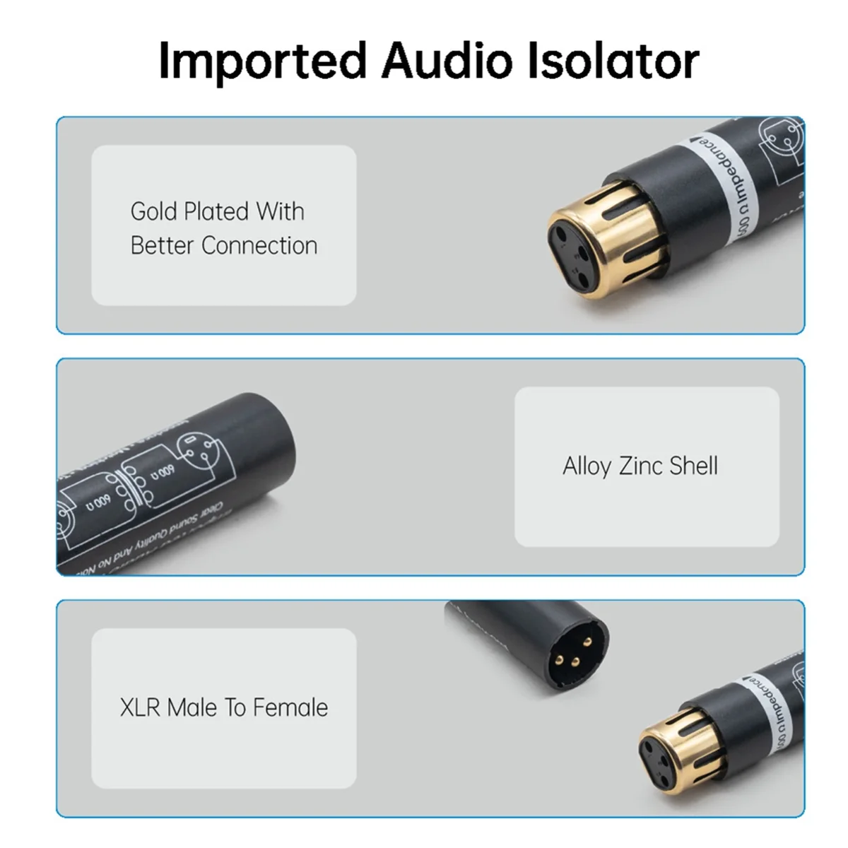 Professional Audio Noise Isolator Signal Isolation Stereo Splitter Filter Karon Male to XLR Female to Female HOT