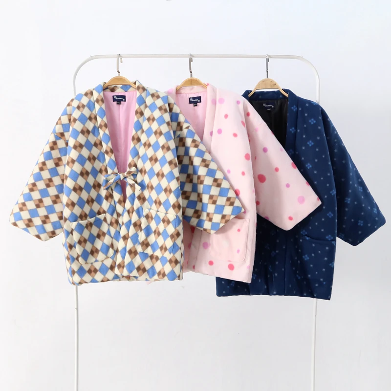 Hanten سترة الشتاء النساء ثوب الكيمونو الياباني Homewear منامة مبطن Haori القطن معطف مبطّن سترة يوكاتا اليابان الملابس الآسيوية #4