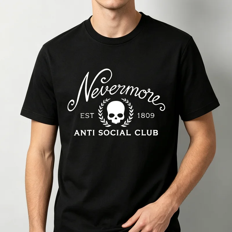 Anti Social Club T-Shirt Skull Emblem Vintage Letter Print Men Women Casual Cotton Streetwear Tops Gothic Fashion Y2k Top Unisex
