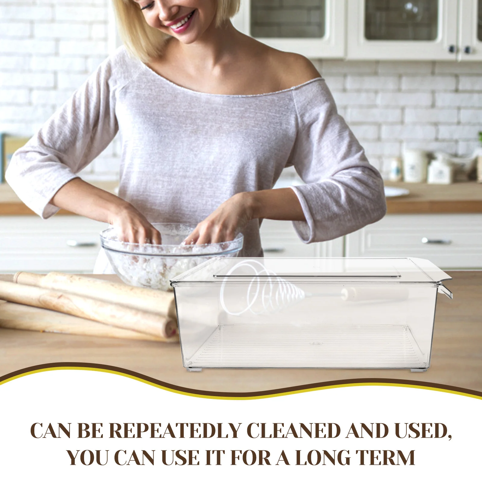 

Fermentation Box Food Grade Reusable Dough Proofing Container for Fridge Organizing Vegetable Storage Bins Kitchen Pantry