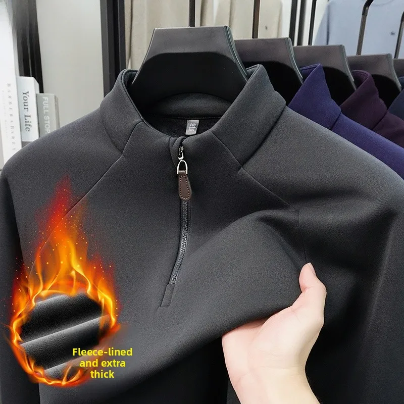 

Pierre Cardin Men's Long Sve Hoodie Camere Silk f Zip Stand Collar Warm Fce Lined Autumn Winter Faion Ci Wear