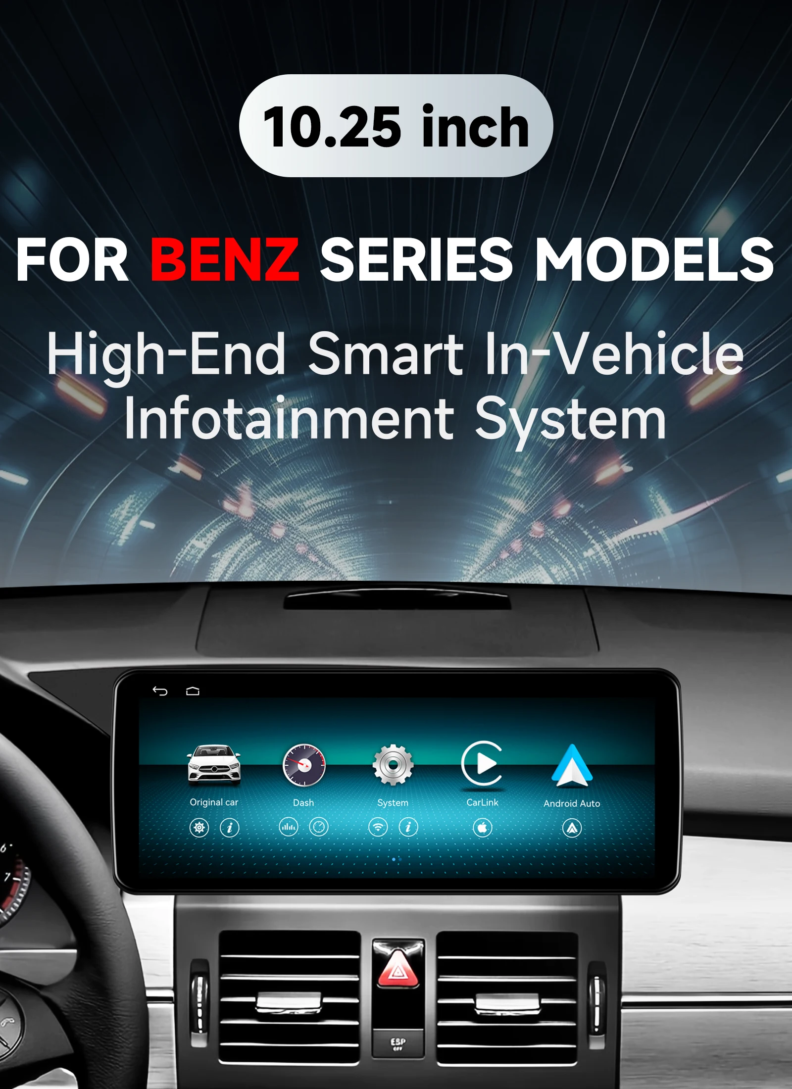 Hizpo Linux 5.4 System 12,3 Zoll Auto-Multimedia-Player für Mercedes-Benz GLK 2008-2012 (NTG 4.0 System) Intelligenter Bildschirm für kabelloses Apple Carplay Android Auto Radio GPS-Navigation Audio