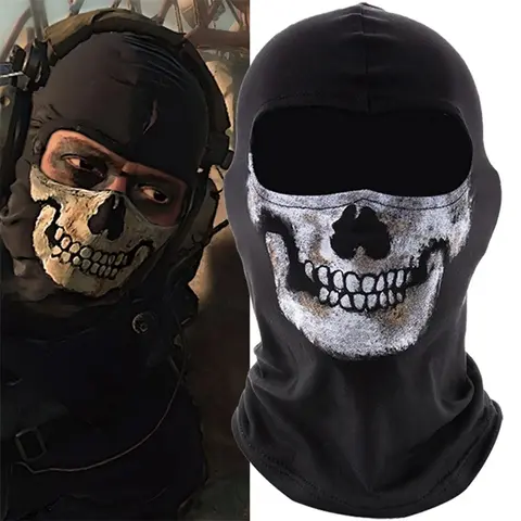 1PC Festival Skull Mask MW2 Ghost Face War Game Cosplay Mask Skull Pattern Ice Silk Cycling Masks DIY Festival Party Decor