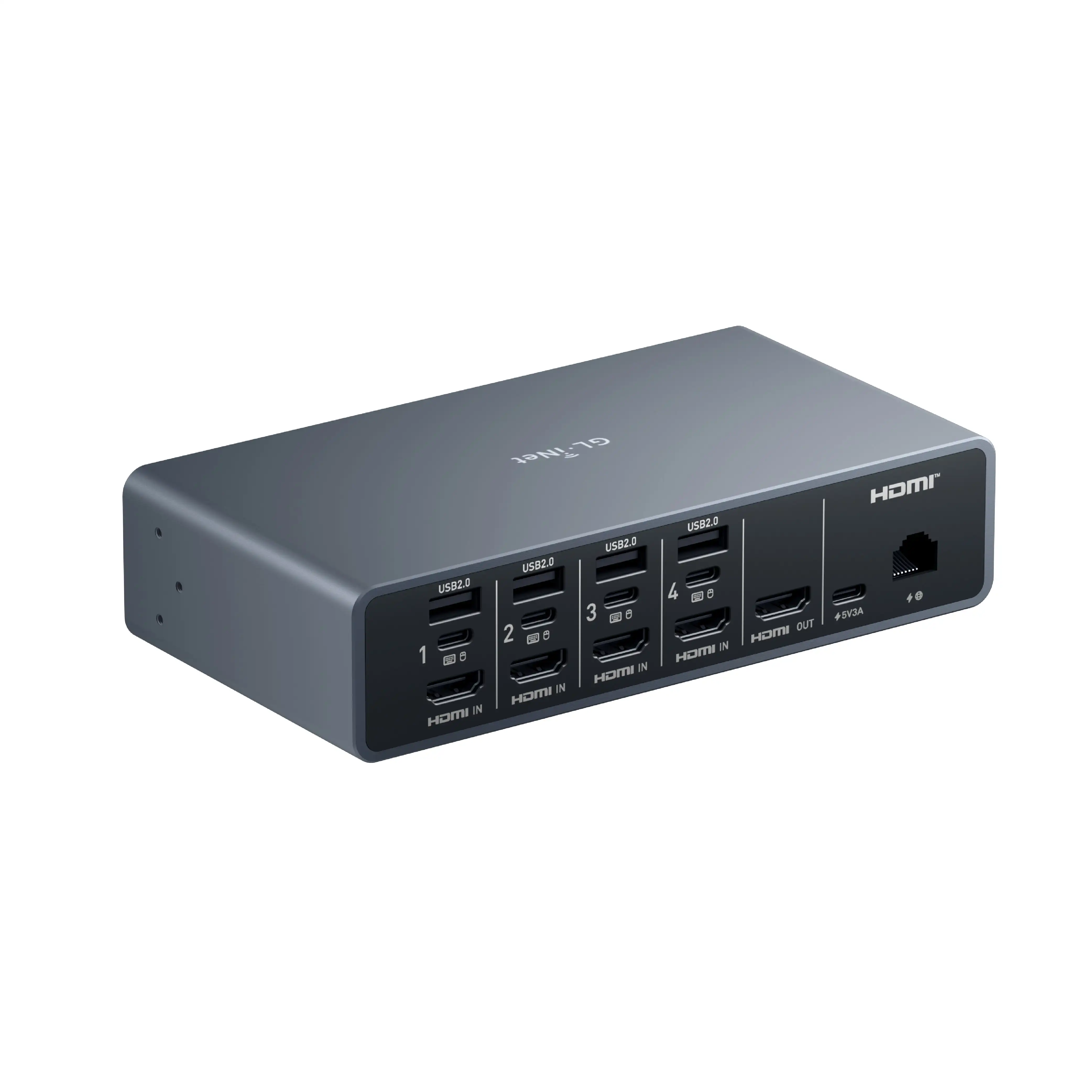 GL.iNet Comet X (GL-RM4PE) Quad-Port Remote KVM Remote Control Device for Home Lab and IT Pro, PoE powered 4-port KVM, Self-Hosted, 4 HDMI, 4K HDMI 30Hz loop-out, 64GB eMMC, Touchscreen, B2B, IT, Local Control, Rack-Ready