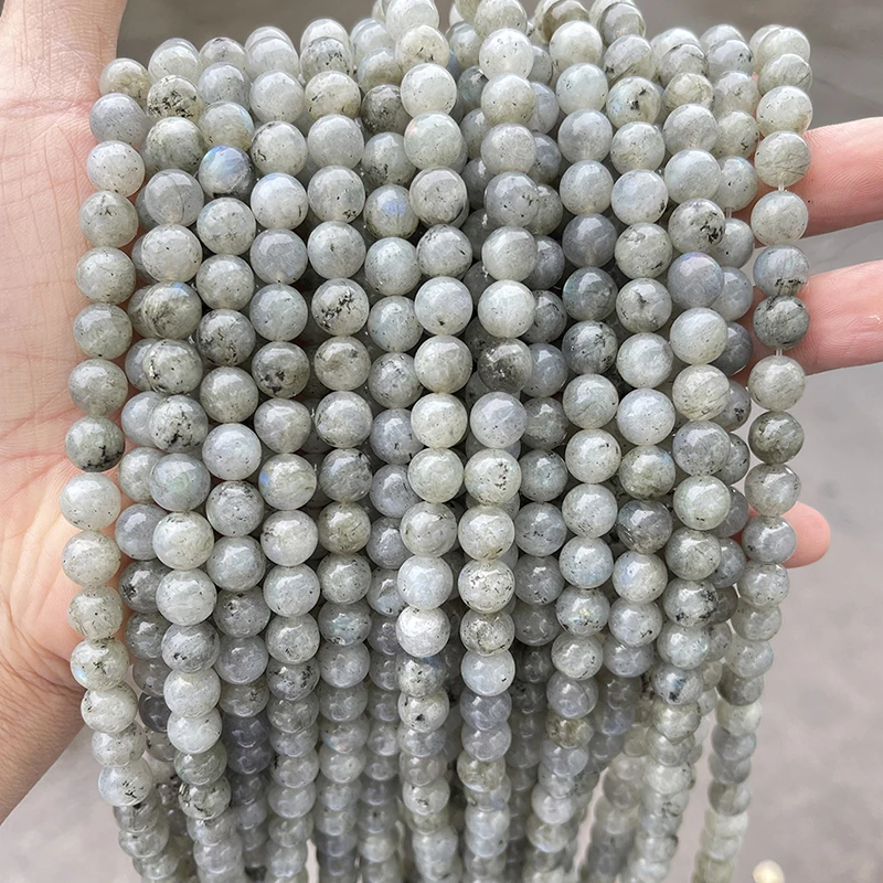 Hot Selling Natural White Spectrolite Stone Beads 4 6 8 10mm Round Loose Spacer Bead For Jewelry Making Diy Necklace Bracelet