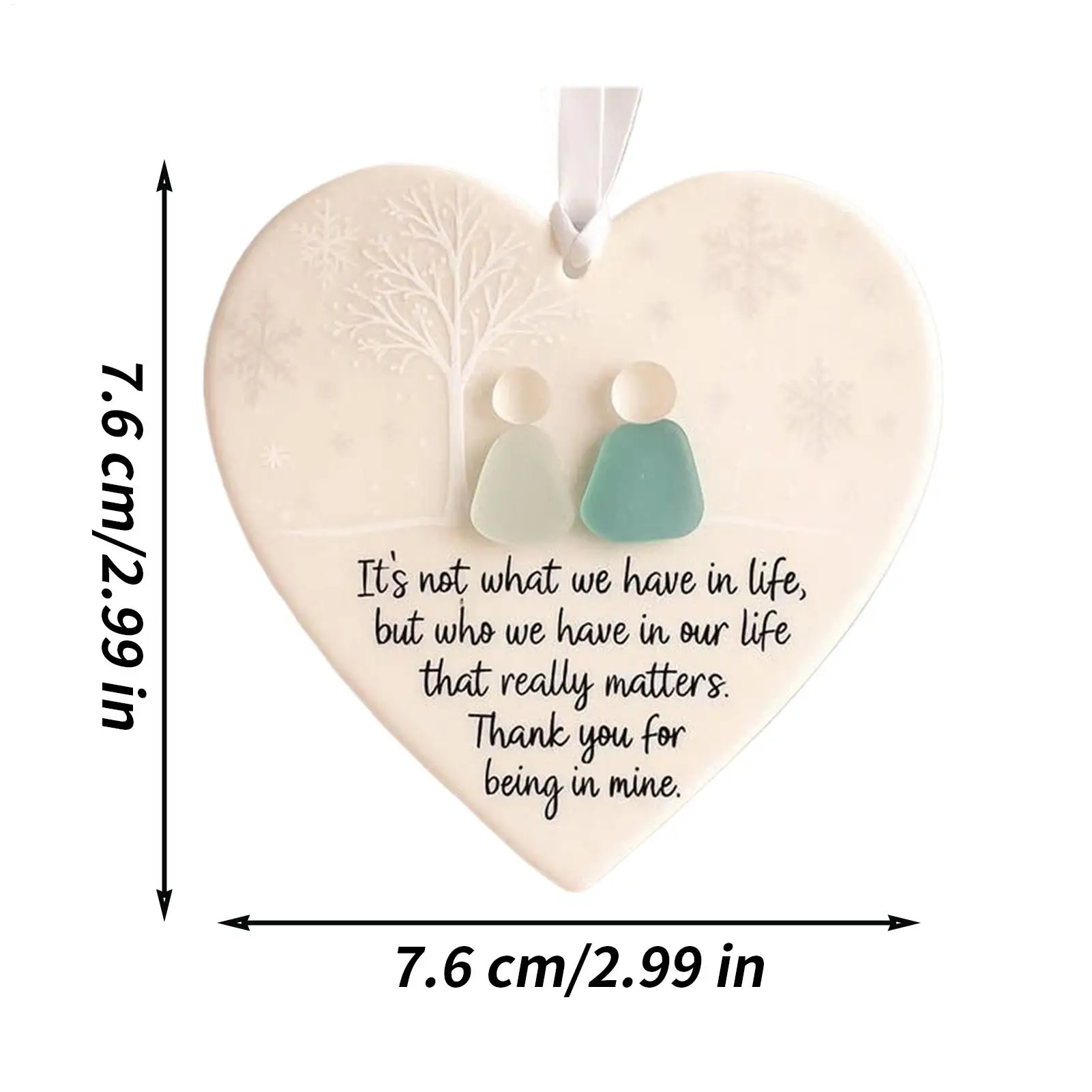 Christmas Tree Ceramic Ornament Ceramic Love Heart Pendant Decor For Christmas Hangable Keepsake Sea Glass Seasonal Decor