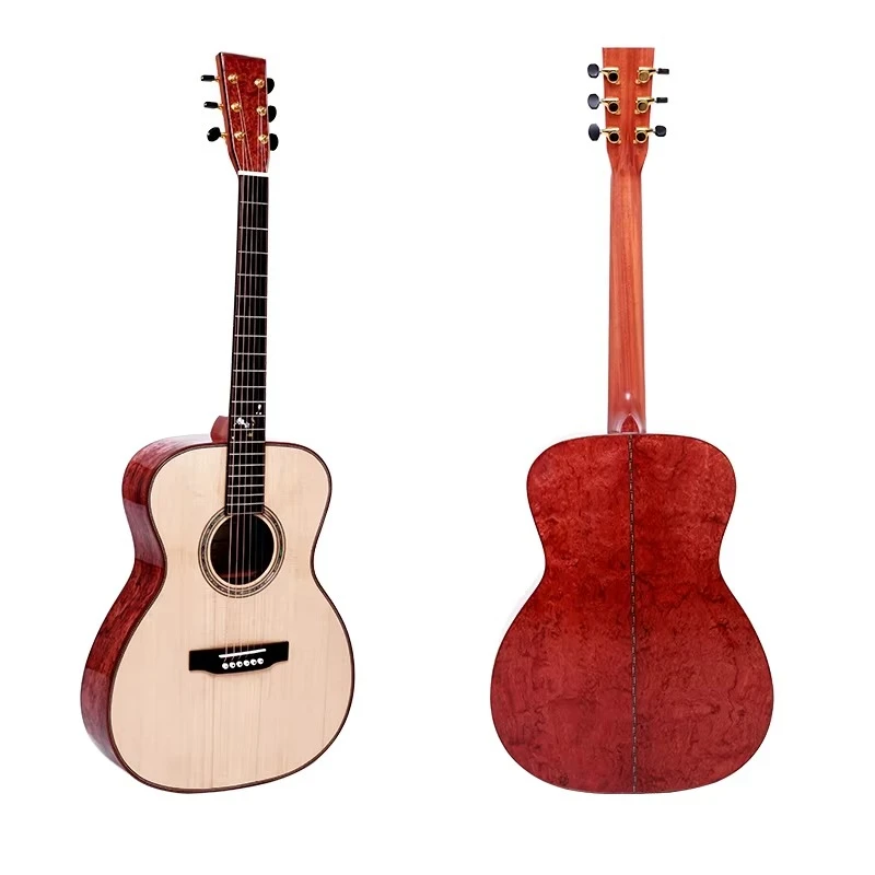 40 Inch OM Shape Acoustic Guitar 5A Level Stika Spruce with Nice Padauk Wood Guitar