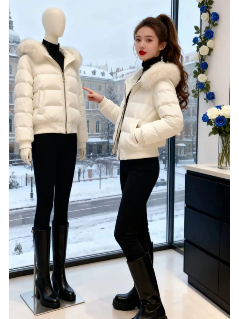 

Новое теплое зимнее пальто из белого хлопка для женщин, маленький размер, свободный крой, в корейском стиле, для повседневной носки