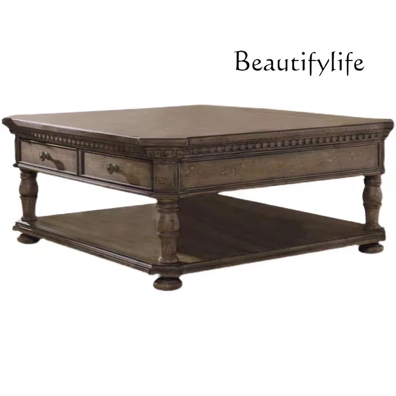 

American solid wood coffee table old European country coffee table coffee table living room sofa side square
