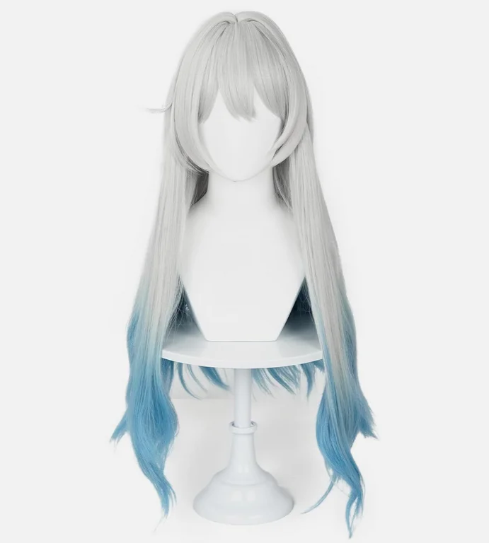 Honkai Star Rail Cosplay Firefly Wig White Blue Hair Wavy Wigs with Bangs Women