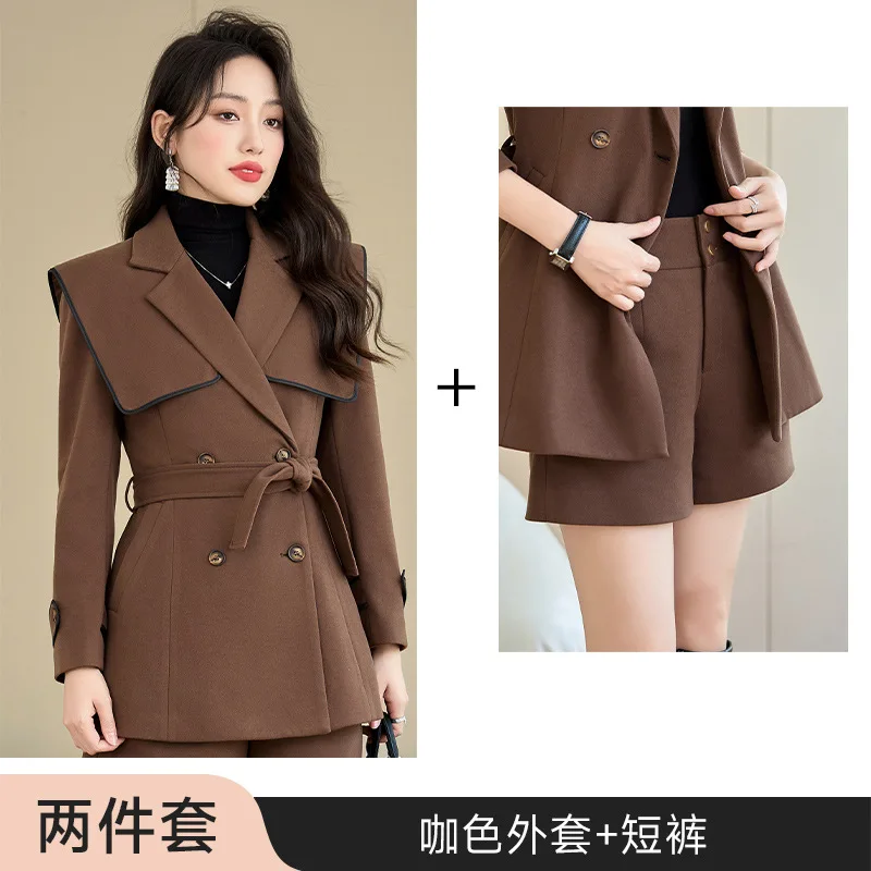 بدلة نسائية Jacket2024New خريف وشتاء عصري أنيق للتخسيس طقم بدلة راقية للعمل والتنقل