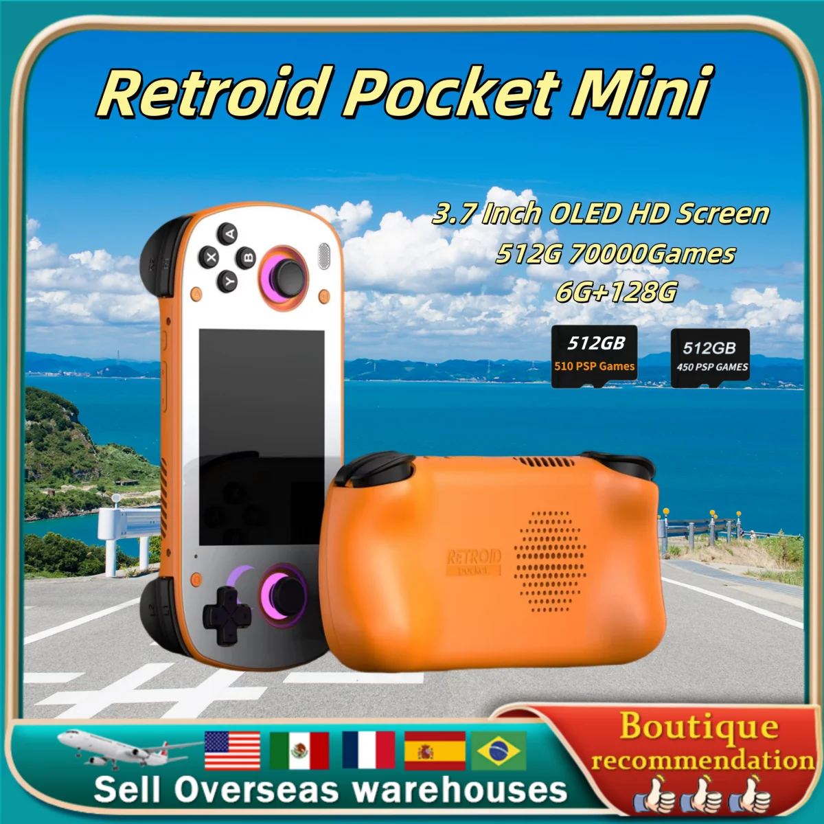 

Retroid Pocket MINI Retro Handheld Game Console 3.7 Inch OLED HD Screen Android 6G+128HD Screen Video Player Console PSP PS2